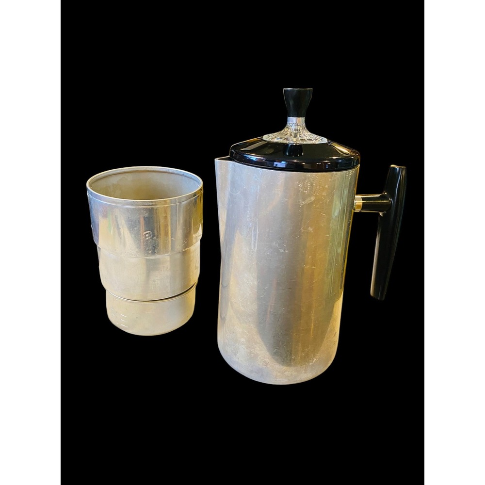 Vintage Wear-Ever Aluminum Coffee Percolator Stovetop Pot Mid Century Modern USA
